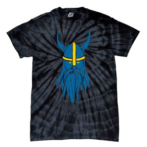 Swedish Sweden Viking Helmet With Horns Scandinavian Warrior Tie-Dye T-Shirt