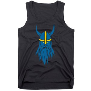 Swedish Sweden Viking Helmet With Horns Scandinavian Warrior Tank Top