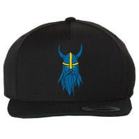 Swedish Sweden Viking Helmet With Horns Scandinavian Warrior Wool Snapback Cap