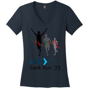 Svb Silicon Valley Bank Run ′23 Women's V-Neck T-Shirt