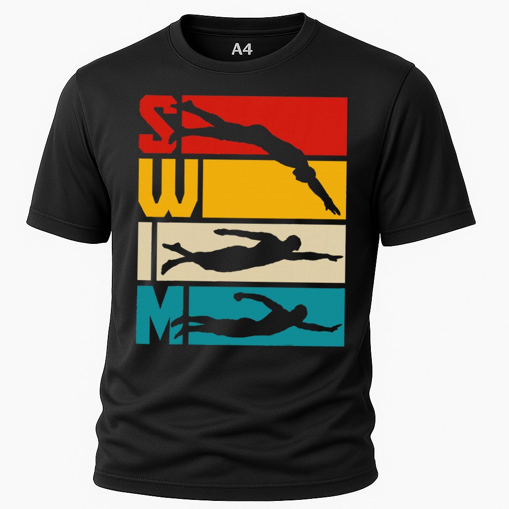 Swim Swimming Vintage Retro Swimmer Performance Shirt