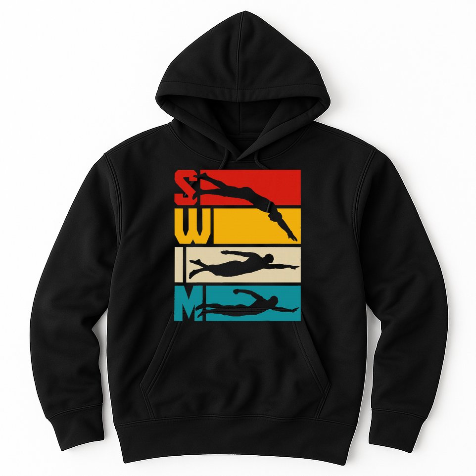 Swim Swimming Vintage Retro Swimmer Hoodie