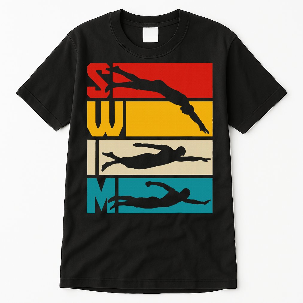 Swim Swimming Vintage Retro Swimmer Tall T-Shirt