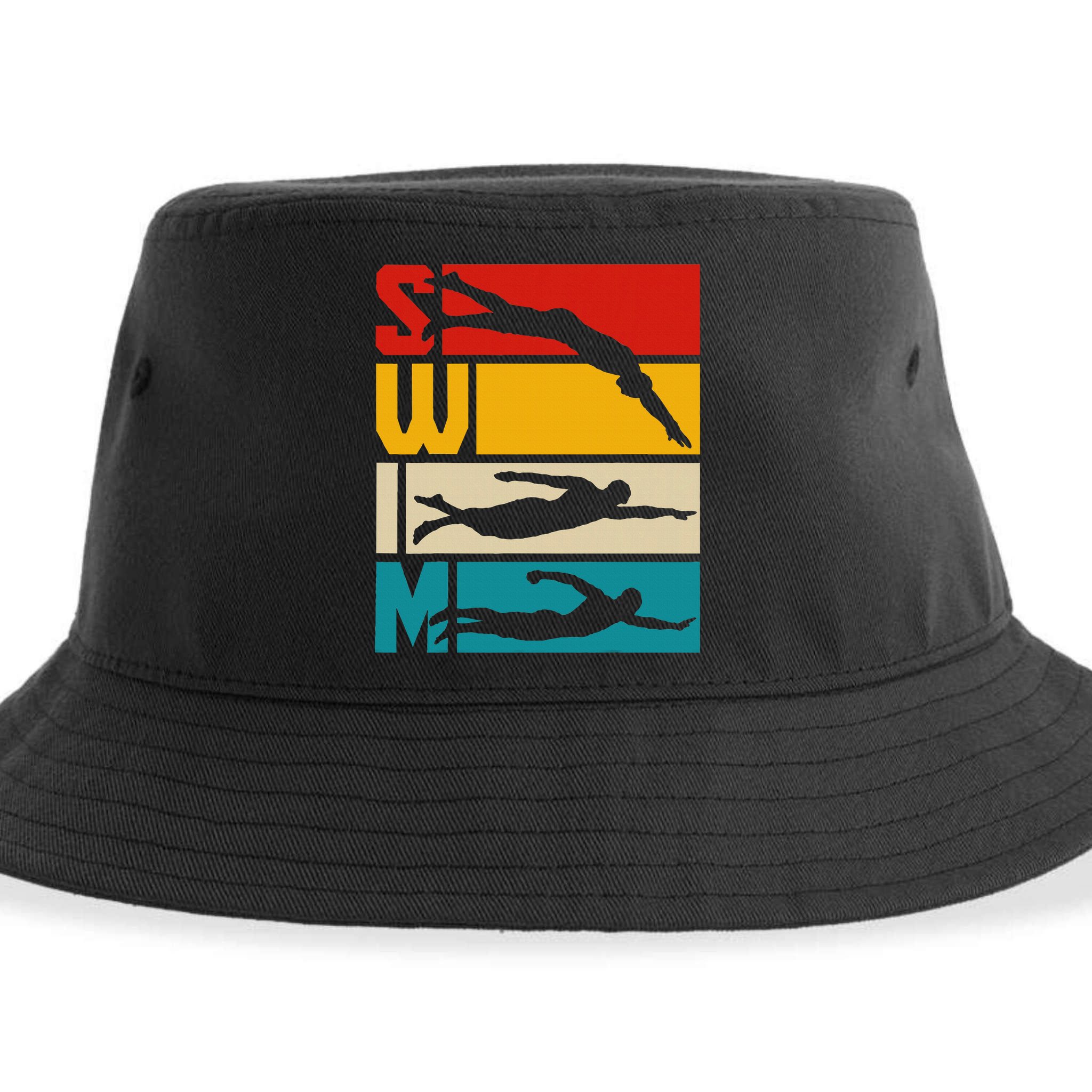 Swim Swimming Vintage Retro Swimmer Sustainable Bucket Hat