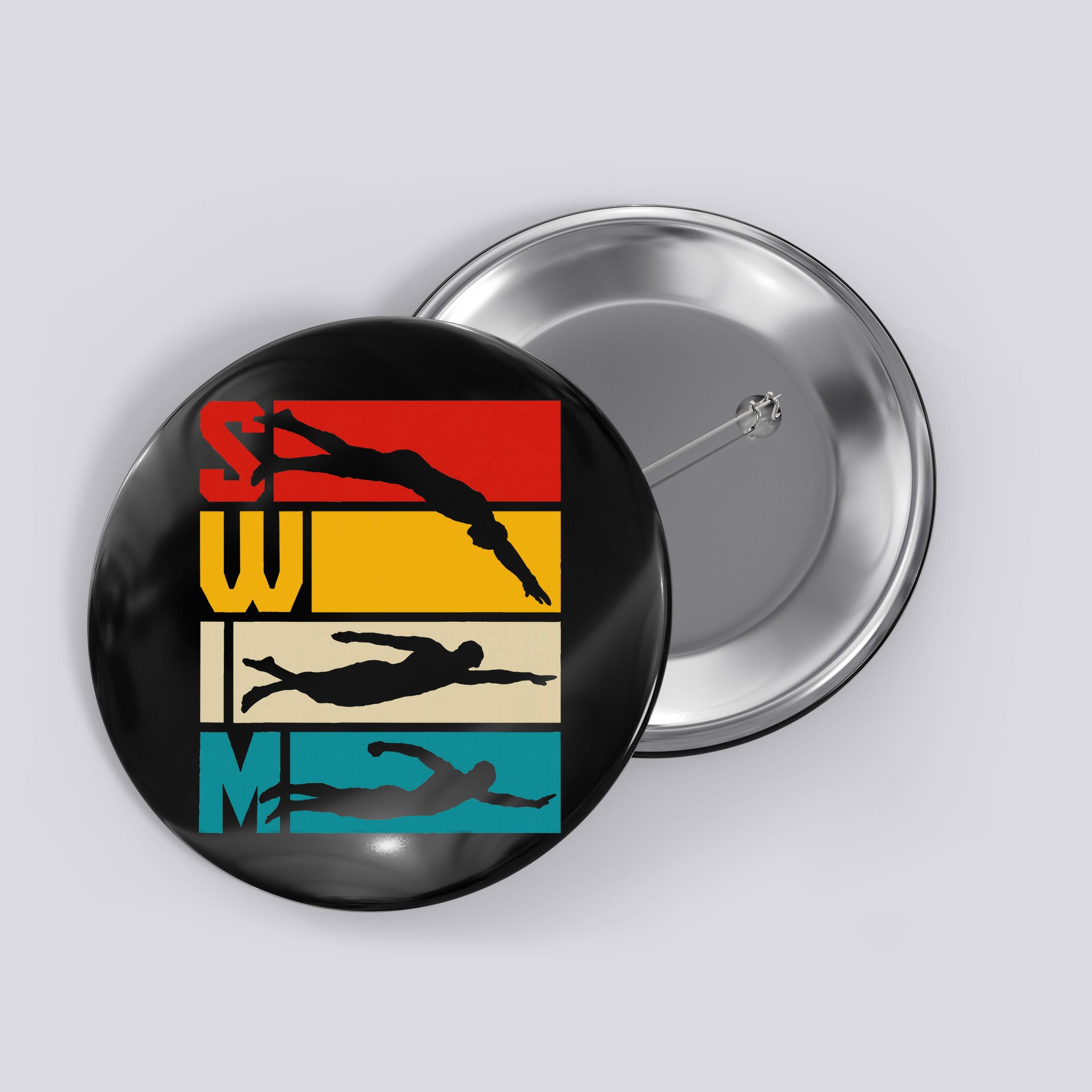 Swim Swimming Vintage Retro Swimmer Button