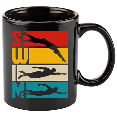 Swim Swimming Vintage Retro Swimmer 11oz C Handle Ceramic Mug