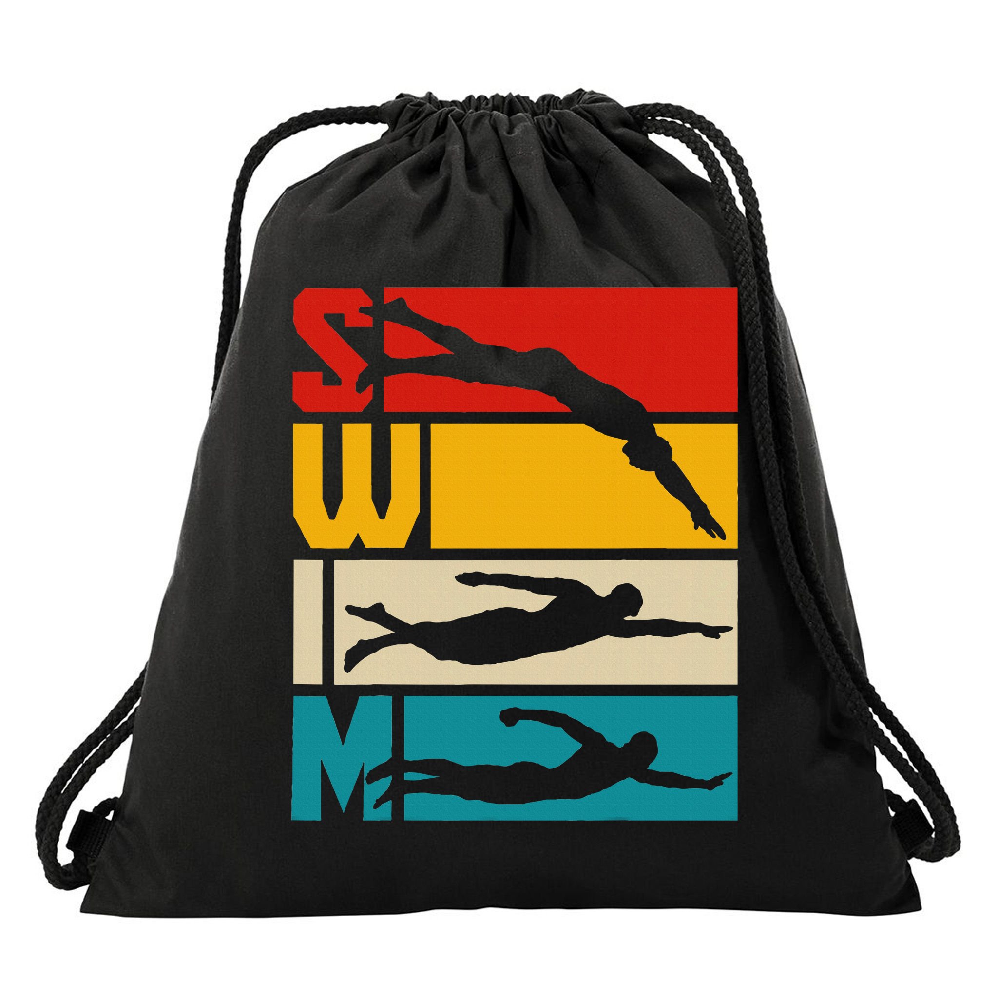 Swim Swimming Vintage Retro Swimmer Drawstring Bag