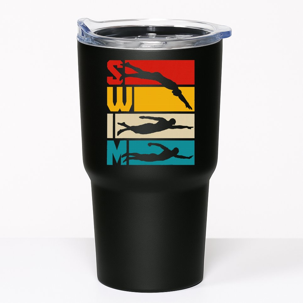 Swim Swimming Vintage Retro Swimmer Tumbler