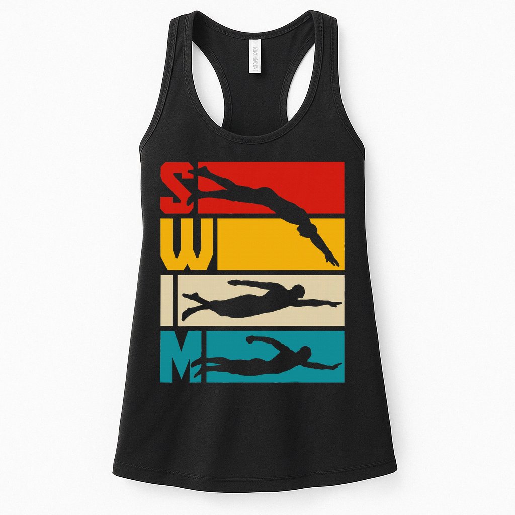 Swim Swimming Vintage Retro Swimmer Womens Tank Top
