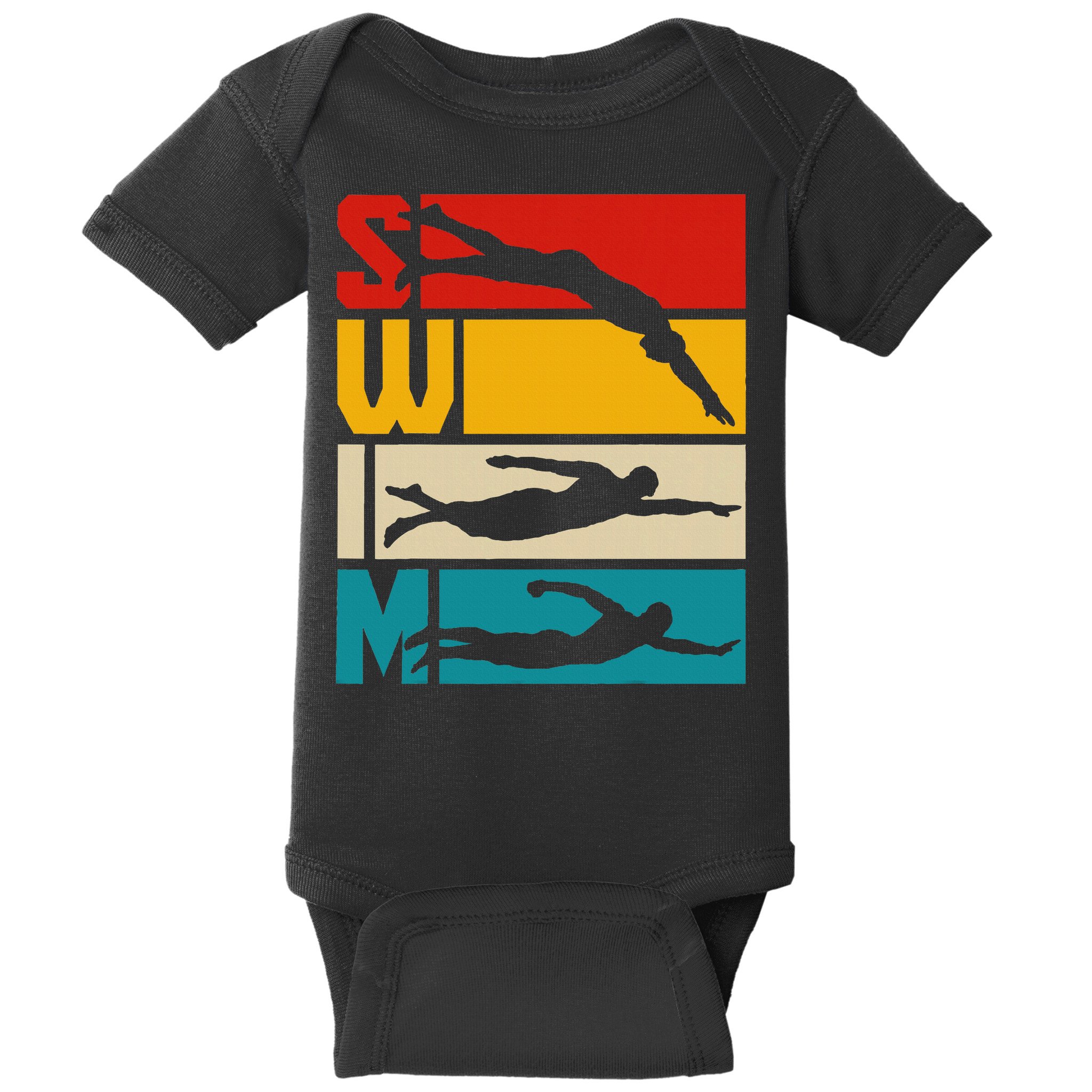 Swim Swimming Vintage Retro Swimmer Baby Bodysuit