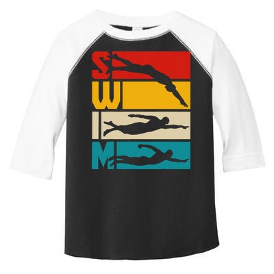 Swim Swimming Vintage Retro Swimmer Toddler Fine Jersey T-Shirt