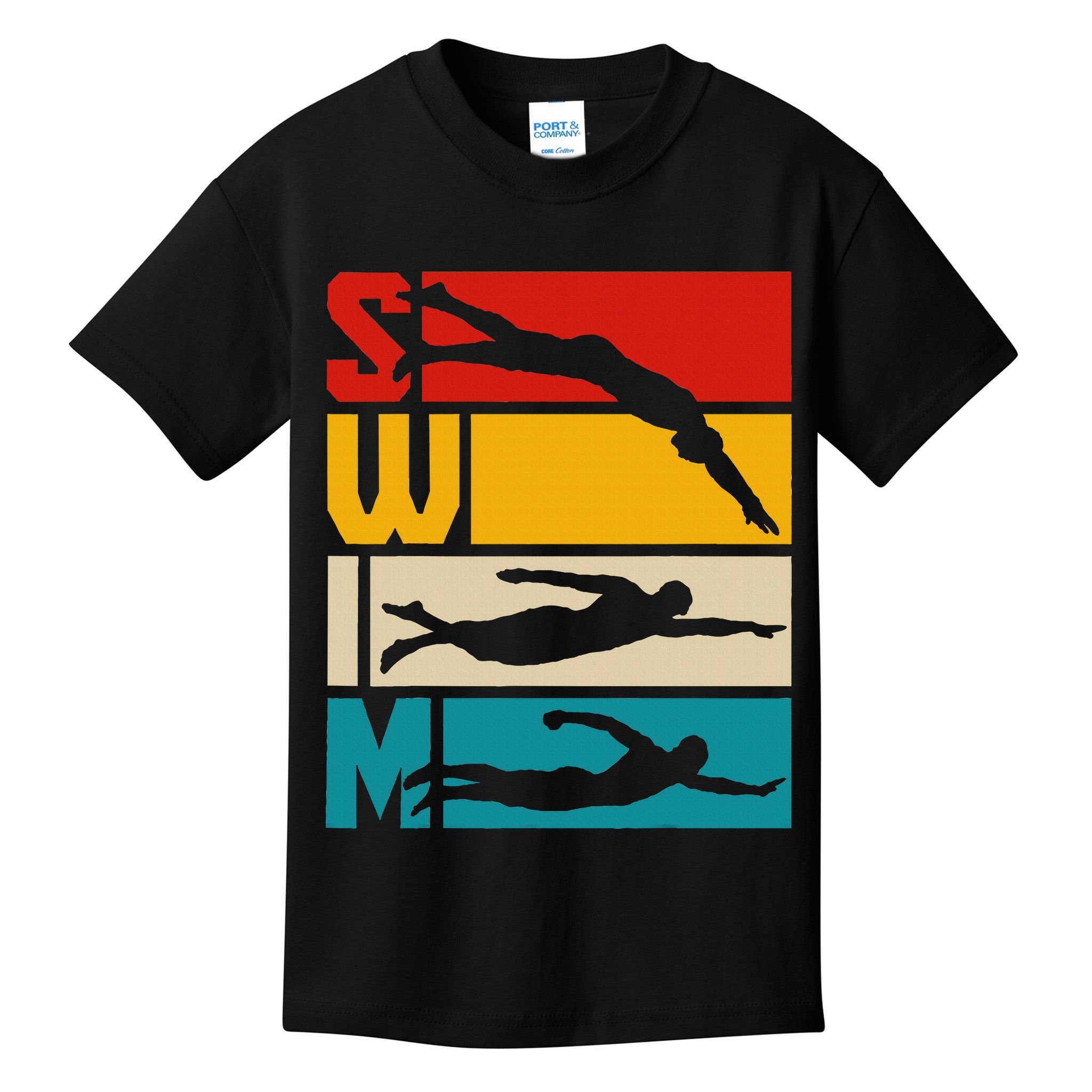 Swim Swimming Vintage Retro Swimmer Kids T-Shirt