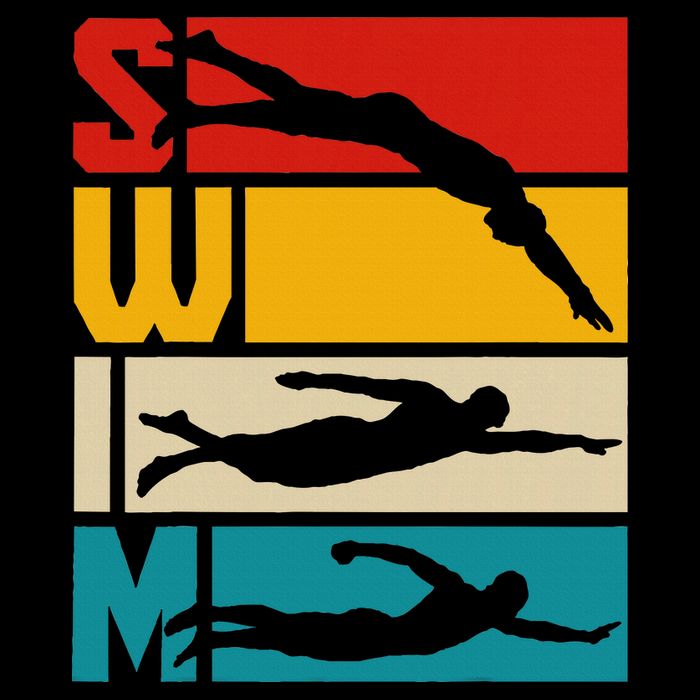 Swim Swimming Vintage Retro Swimmer Kids T-Shirt