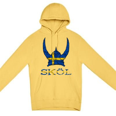 Skol Swedish Viking Helmet Sweden Nordic Northman Swede Gift Premium Pullover Hoodie