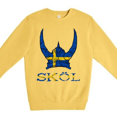 Skol Swedish Viking Helmet Sweden Nordic Northman Swede Gift Premium Crewneck Sweatshirt