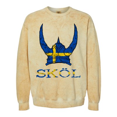 Skol Swedish Viking Helmet Sweden Nordic Northman Swede Gift Colorblast Crewneck Sweatshirt