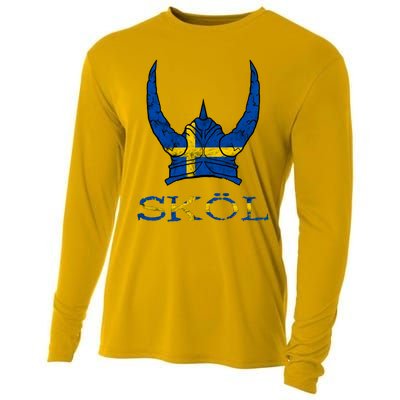 Skol Swedish Viking Helmet Sweden Nordic Northman Swede Gift Cooling Performance Long Sleeve Crew