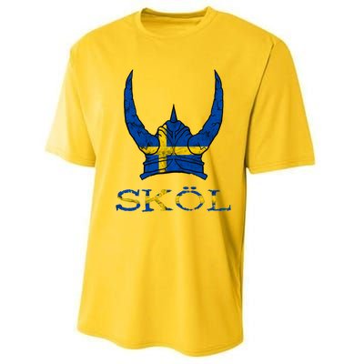 Skol Swedish Viking Helmet Sweden Nordic Northman Swede Gift Performance Sprint T-Shirt