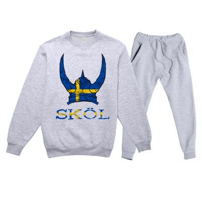 Skol Swedish Viking Helmet Sweden Nordic Northman Swede Gift Premium Crewneck Sweatsuit Set