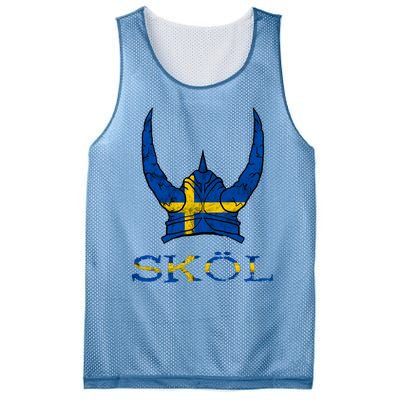 Skol Swedish Viking Helmet Sweden Nordic Northman Swede Gift Mesh Reversible Basketball Jersey Tank