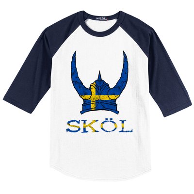 Skol Swedish Viking Helmet Sweden Nordic Northman Swede Gift Baseball Sleeve Shirt