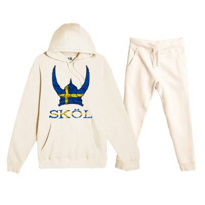 Skol Swedish Viking Helmet Sweden Nordic Northman Swede Gift Premium Hooded Sweatsuit Set