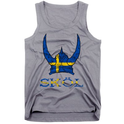 Skol Swedish Viking Helmet Sweden Nordic Northman Swede Gift Tank Top