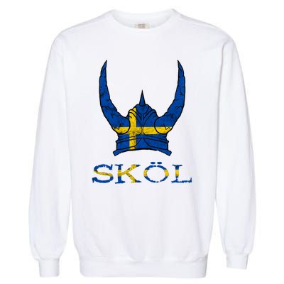 Skol Swedish Viking Helmet Sweden Nordic Northman Swede Gift Garment-Dyed Sweatshirt