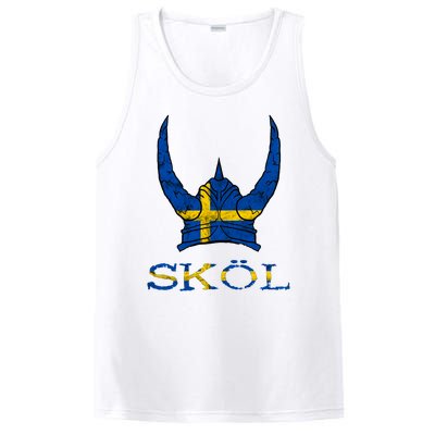 Skol Swedish Viking Helmet Sweden Nordic Northman Swede Gift PosiCharge Competitor Tank