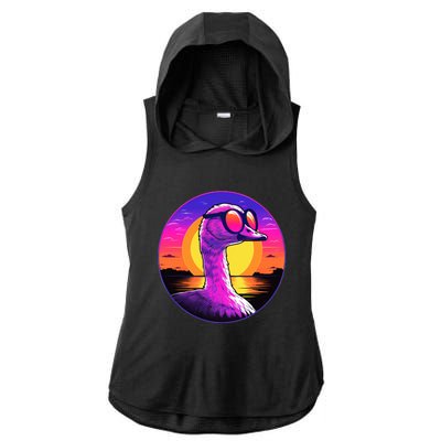 Sunshine Summer Vibes Goose Duck Beach Synthwave Tropical Gift Ladies PosiCharge Tri-Blend Wicking Draft Hoodie Tank