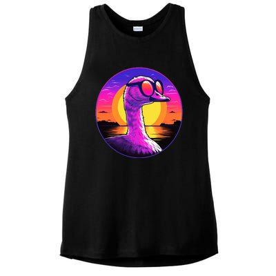 Sunshine Summer Vibes Goose Duck Beach Synthwave Tropical Gift Ladies PosiCharge Tri-Blend Wicking Tank