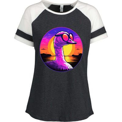 Sunshine Summer Vibes Goose Duck Beach Synthwave Tropical Gift Enza Ladies Jersey Colorblock Tee