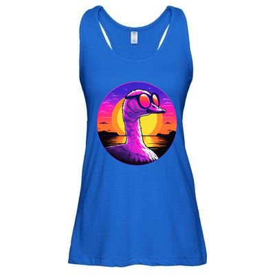 Sunshine Summer Vibes Goose Duck Beach Synthwave Tropical Gift Ladies Essential Flowy Tank