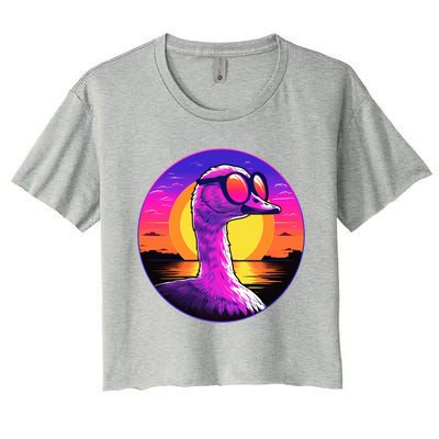 Sunshine Summer Vibes Goose Duck Beach Synthwave Tropical Gift Women's Crop Top Tee