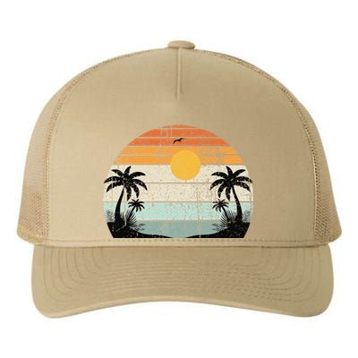 Sunshine Summer Vibes Palm Trees Beach Retro Tropical Summer Yupoong Adult 5-Panel Trucker Hat