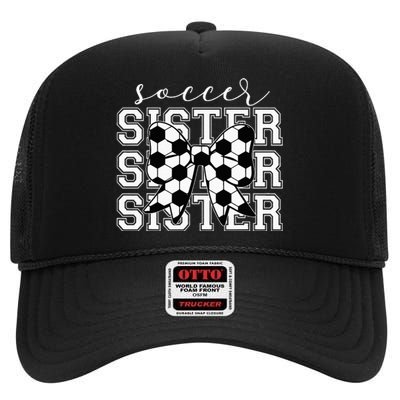 Soccer Sister Vintage Sport Lover Sister High Crown Mesh Back Trucker Hat