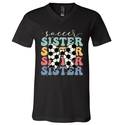 Soccer Sister Vintage Sport Lover Sister V-Neck T-Shirt