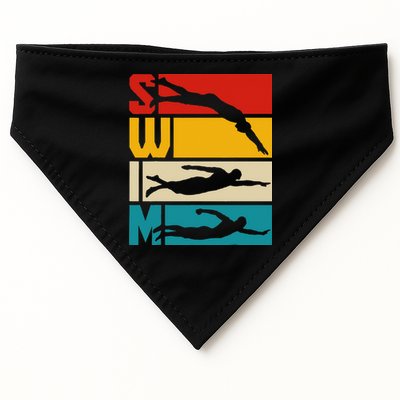 Swim Swimming Vintage Retro Swimmer USA-Made Doggie Bandana