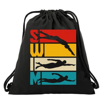 Swim Swimming Vintage Retro Swimmer Drawstring Bag