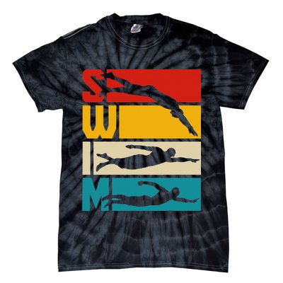 Swim Swimming Vintage Retro Swimmer Tie-Dye T-Shirt