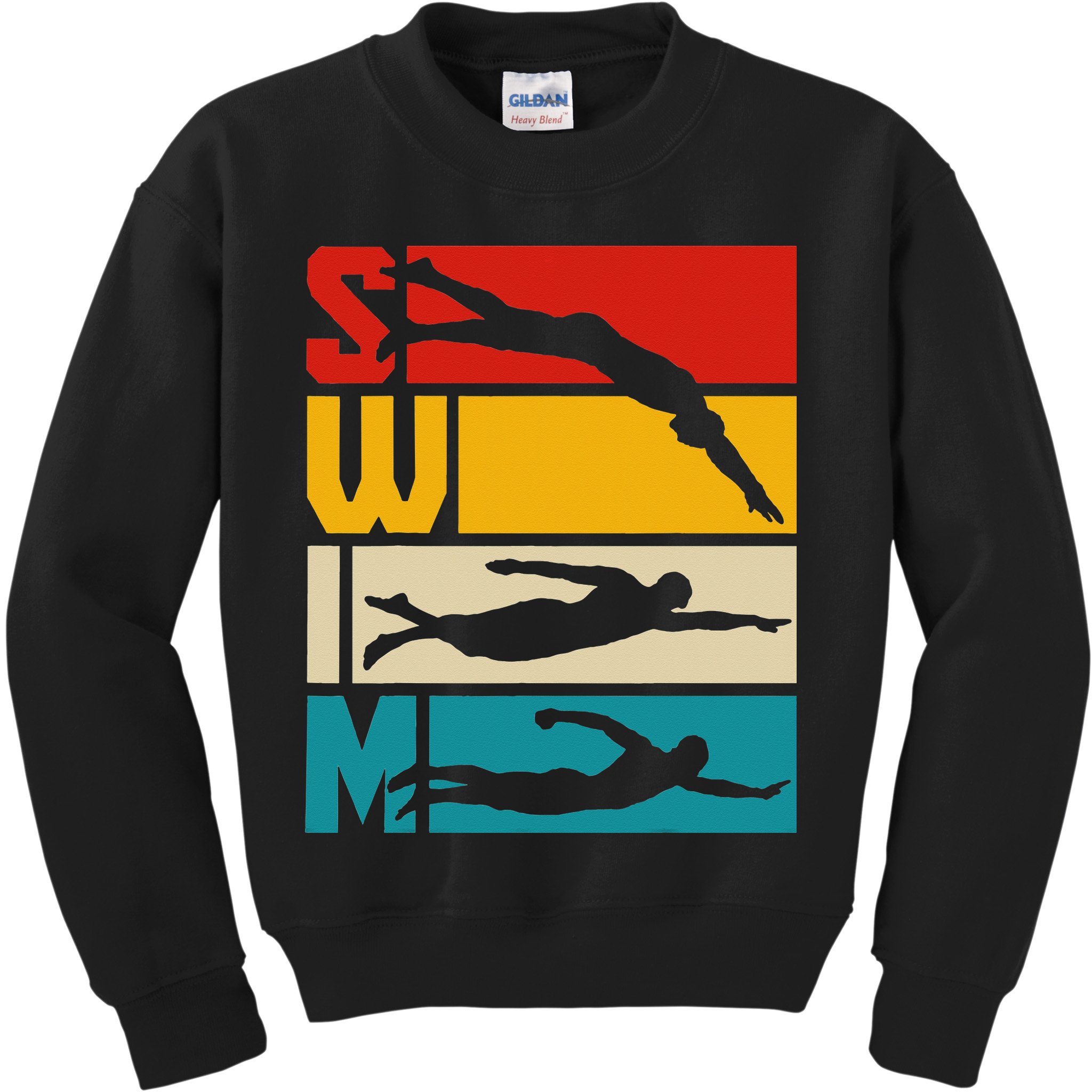 Swim Swimming Vintage Retro Swimmer Kids Sweatshirt