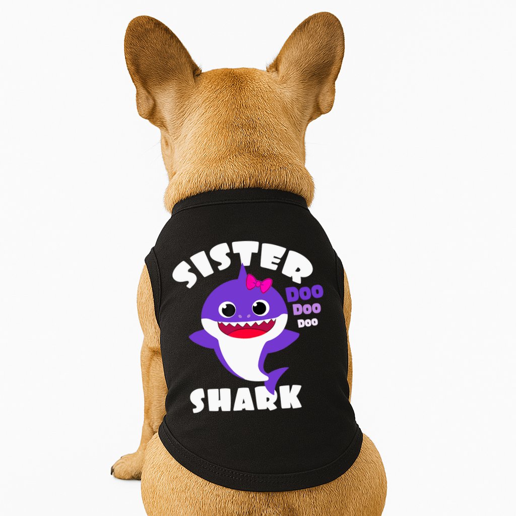 Sister Shark Vintage Retro Pajamas Funny Shark Lover Family Doggie Tank