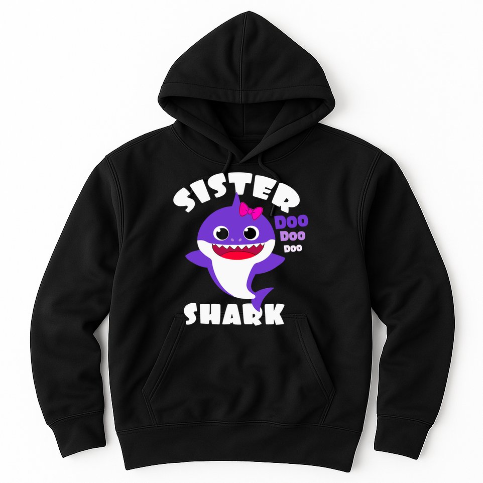 Sister Shark Vintage Retro Pajamas Funny Shark Lover Family Hoodie