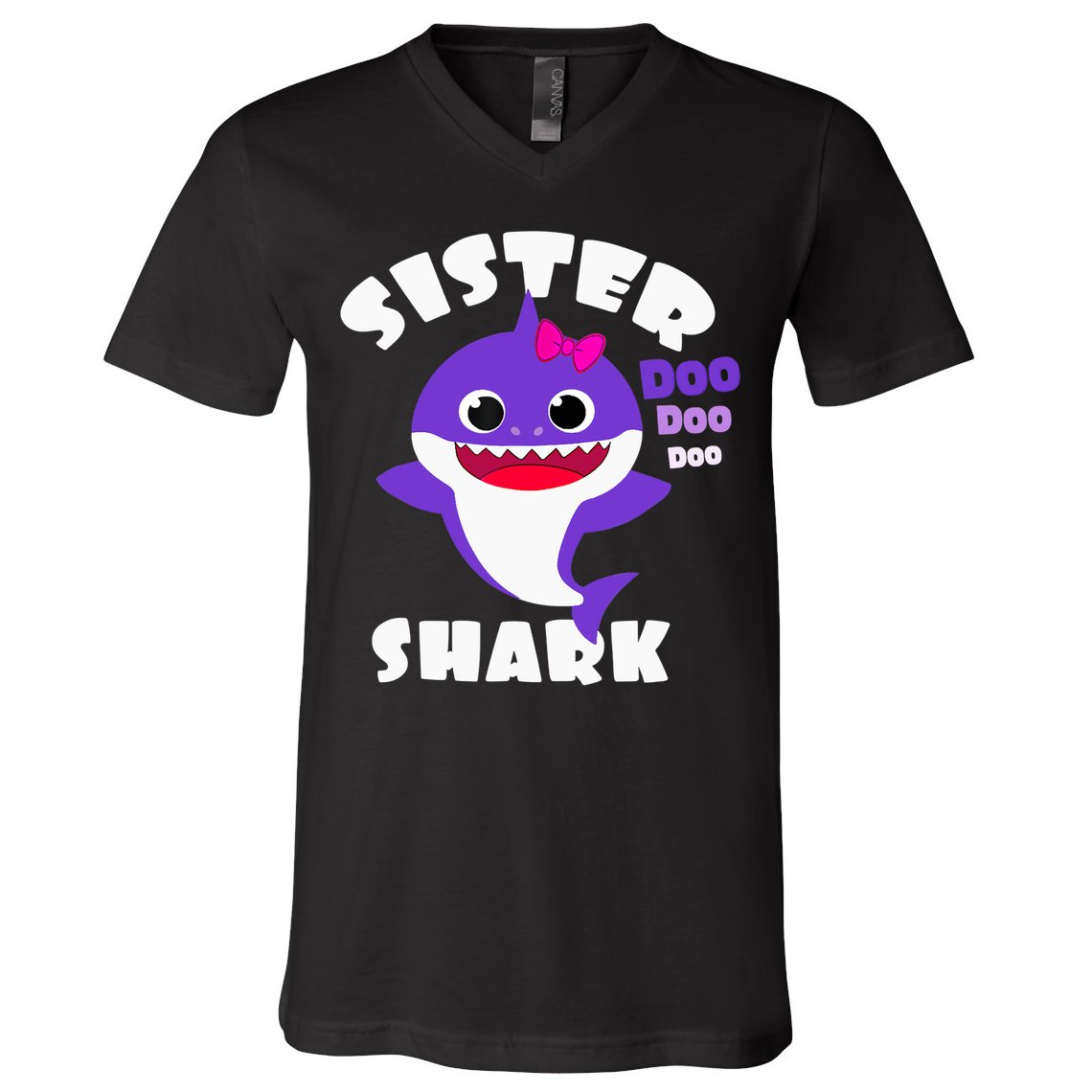 Sister Shark Vintage Retro Pajamas Funny Shark Lover Family V-Neck T-Shirt
