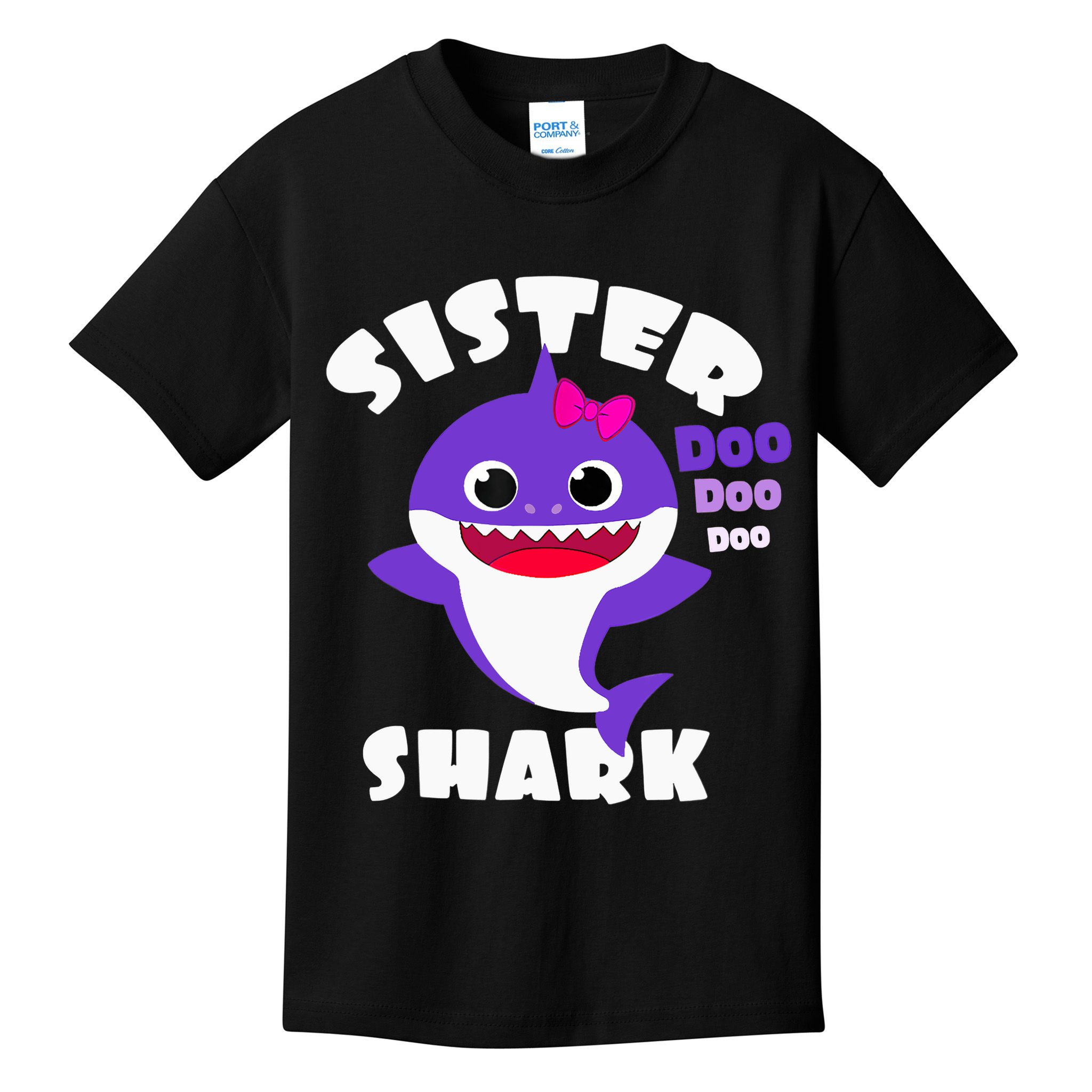 Sister Shark Vintage Retro Pajamas Funny Shark Lover Family Kids T-Shirt