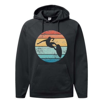 Surfing Surfboard Vintage Retro Surfboarder Surfer Beach Performance Fleece Hoodie