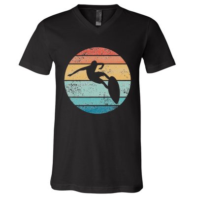 Surfing Surfboard Vintage Retro Surfboarder Surfer Beach V-Neck T-Shirt