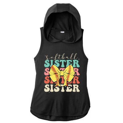 Softball Sister Vintage Sport Lover Sister Ladies PosiCharge Tri-Blend Wicking Draft Hoodie Tank