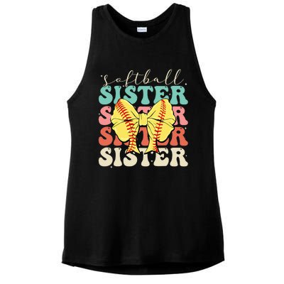 Softball Sister Vintage Sport Lover Sister Ladies PosiCharge Tri-Blend Wicking Tank