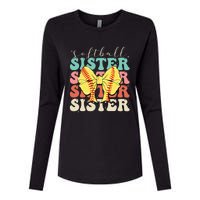 Softball Sister Vintage Sport Lover Sister Womens Cotton Relaxed Long Sleeve T-Shirt